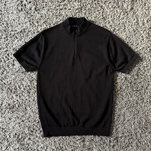 Zara Black Knit Zip Up Sweater with Mock Neck